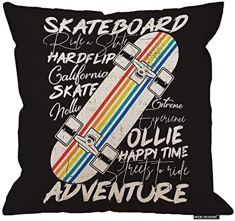 HGOD DESIGNS Colorful Skateboard Pillow Cover 18x18inch