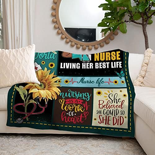 MUCHNEE Nurse Blanket - Personalized Throw for Nurses Students Graduates