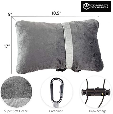 CT Travel Pillow with Memory Foam and Fleece - Compact and Comfortable
