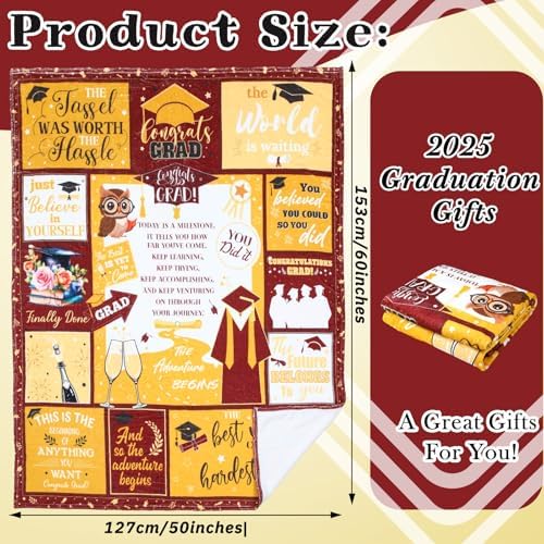 Tranqun Graduation Throw Blanket 60 x 50 Maroon