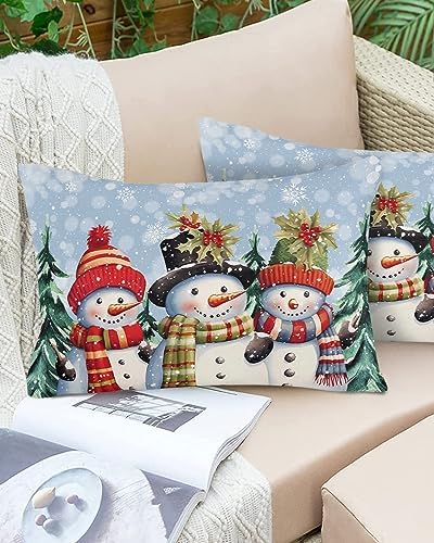 Waterproof Pillow Protector 2 Pack Snowman Snowflake Christmas