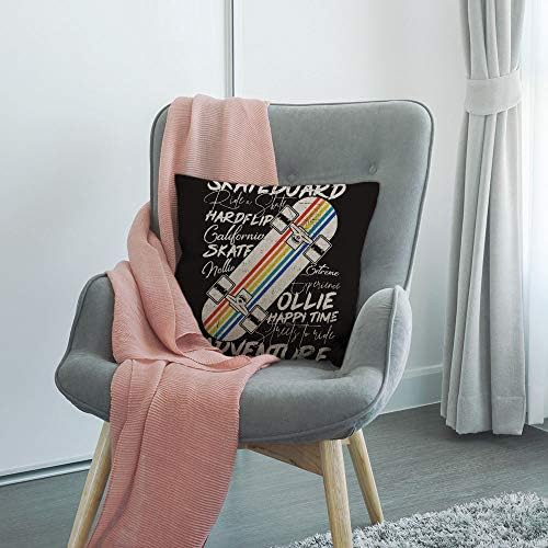 HGOD DESIGNS Colorful Skateboard Pillow Cover 18x18inch