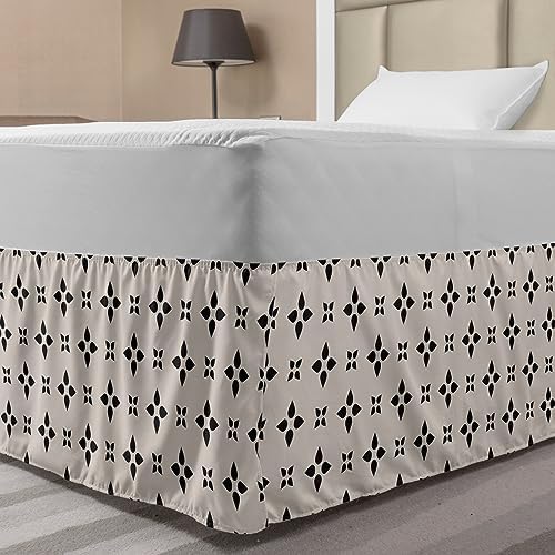 Ambesonne Geometric Bedskirt - TwinTwin XL Pale Tan Charcoal Grey