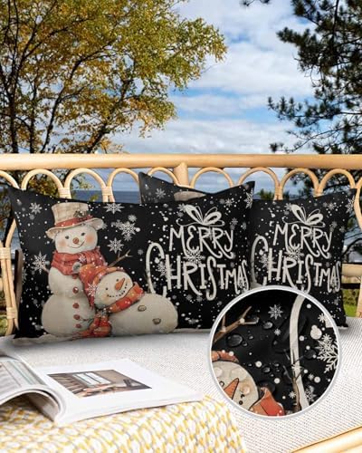 Waterproof Pillow Protector 2 Pack with Zipper Snowman Designs