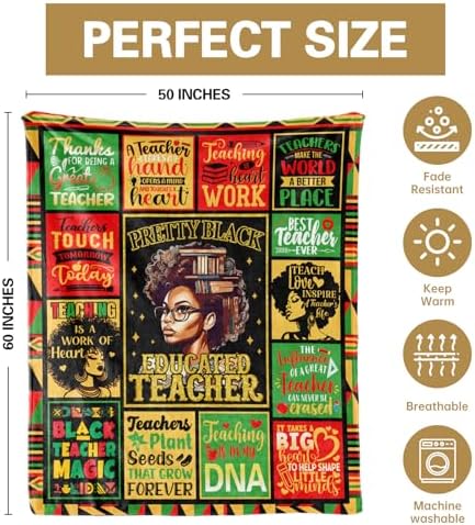 Black Teacher Appreciation Throw Blanket 60x50