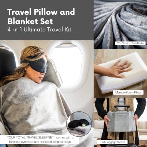 Travellow Travel Pillow and Blanket Set - Pink 1