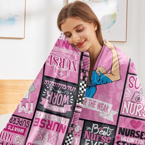 Unique Nurse Pink Throw Blanket 60x50 for Nurses Week Gifts