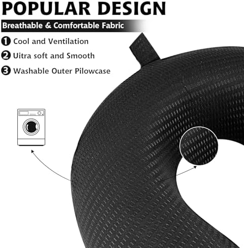 Gjinxi U-Shape Neck Pillow Cover - Washable Travel Pillow Case for Airplane