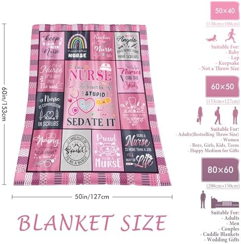 Nurse-Themed Fleece Throw Blanket 60x50