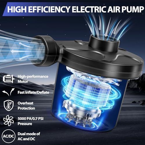 SeaSlep Electric Air Pump with 3 Nozzles and 110V AC12V DC Power