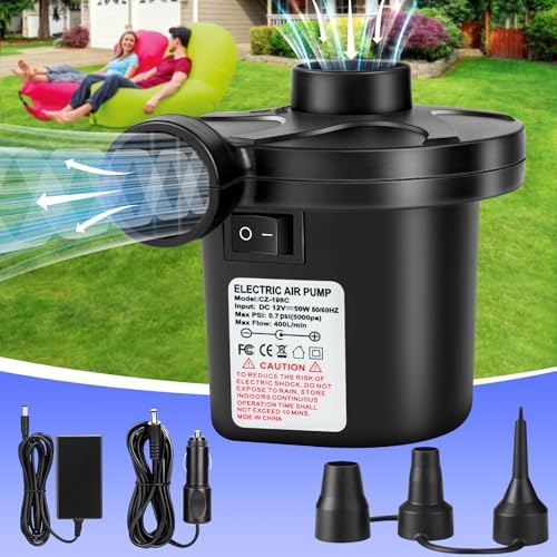 SeaSlep Electric Air Pump with 3 Nozzles and 110V AC12V DC Power