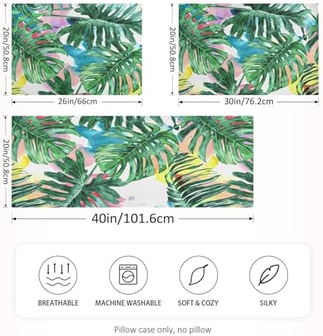 TSENQUE Tropical Leaf Satin Pillow Case