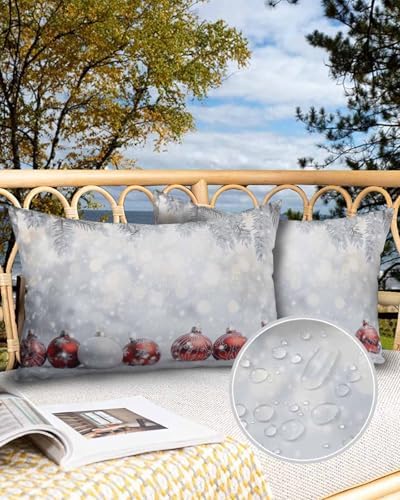 Waterproof Pillow Protector 2 Pack - White Snow Pine Needles Design