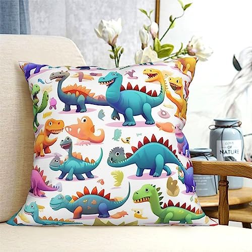 Ogniwo Colorful Cartoon Dinosaur Throw Pillow 12x12 Inch