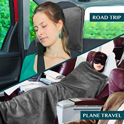 PAVILIA Travel Blanket Pillow 2-in-1 Combo Set 60x43 Gray