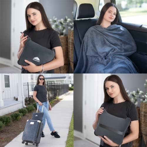 BlueHills 2-Pack Soft Travel Blanket Pillow