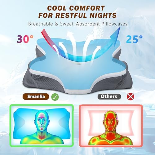 Smanlia Cervical Neck Pillow with Memory Foam and Pillowcase