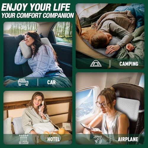 Fulocean Cooling Memory Foam Travel Camping Pillow with Washable Cover