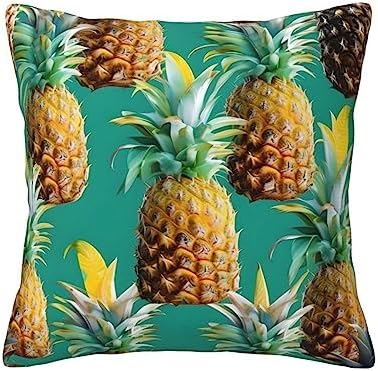 Tropical Pineapple Throw Pillow 12x12 Inch Soft Square Cushion Cover
