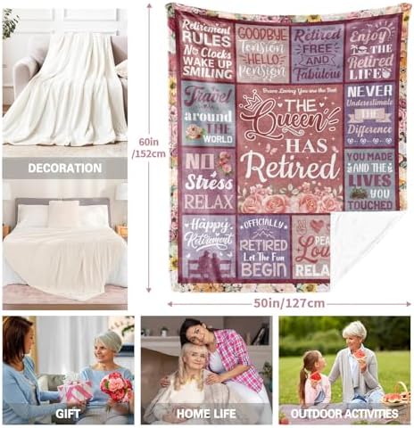 Retirement Gift Blanket for Women 60x50 Inch