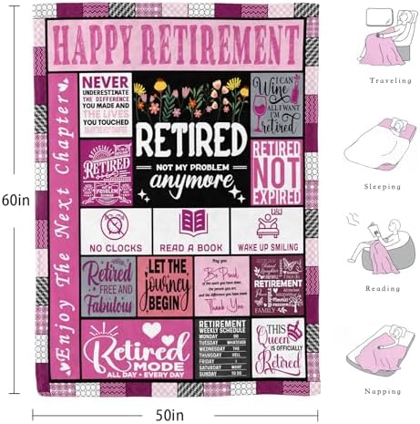 Retirement Throw Blanket for Women 60x50in