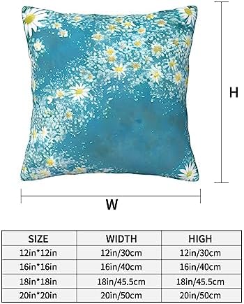 Ogniwo White Blue Daisy Throw Pillow 12x12 Inch Soft Square Cushion Case