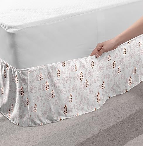Ambesonne Pastel Elastic Bed Skirt - TwinTwin XL Blush Rust and White