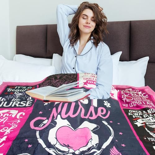 Best Nurse Ever Pink Throw Blanket 50x60 RN Gifts for Nurses