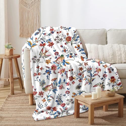 Bestraily Bird Floral Throw Blanket 60 x 80