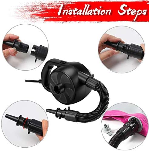 BUYMAX Electric Air Pump 300W Black with 5 Nozzles