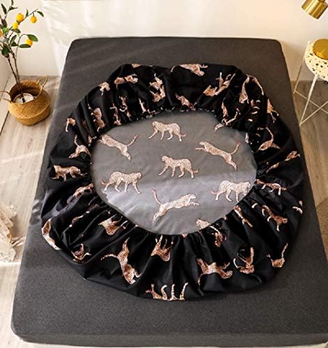 NATURETY Fitted Sheet Full Size 75x54 Black Gold