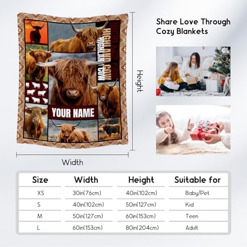 Personalized Highland Cow Blanket - Soft Fuzzy Cozy 40x50 Throw