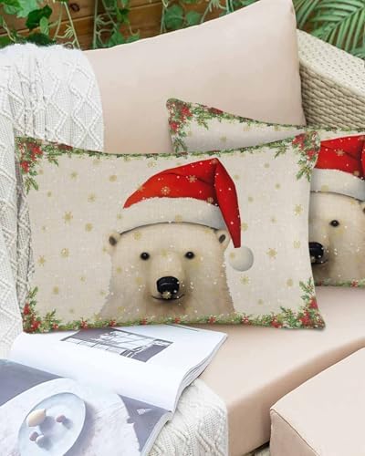 Waterproof Pillow Protector 2 Pack with Christmas Bear Design