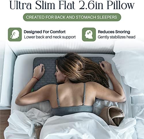 Umiboo Gel Memory Foam 26 Inch Flat Pillow for Stomach Sleepers