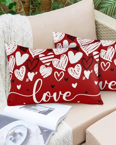 Waterproof Pillow Protector 2 Pack with Zipper Love Hearts Design