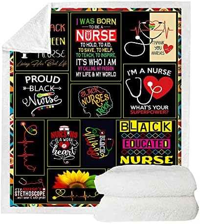 Nurse Gifts Throw Blanket - Soft Fluffy Sherpa for Bed Office Couch