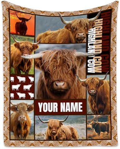 Personalized Highland Cow Blanket - Soft Fuzzy Cozy 40x50 Throw