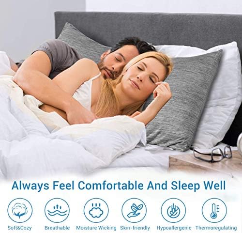 Marchpower Cooling Pillow Cases 2 Pack Gray - Breathable Skin-Friendly