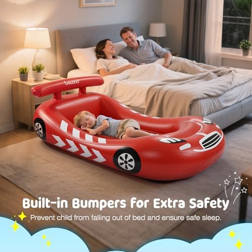 Lewondr Inflatable Racecar Toddler Bed Red