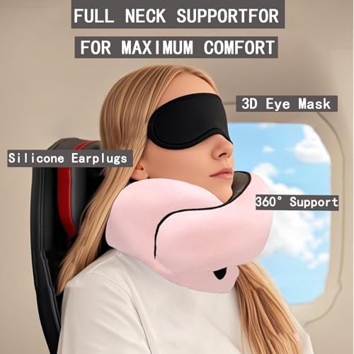 RVPYK Travel Neck Pillow Kit with Eye Mask and Earplugs
