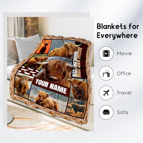 Personalized Highland Cow Blanket - Soft Fuzzy Cozy 40x50 Throw