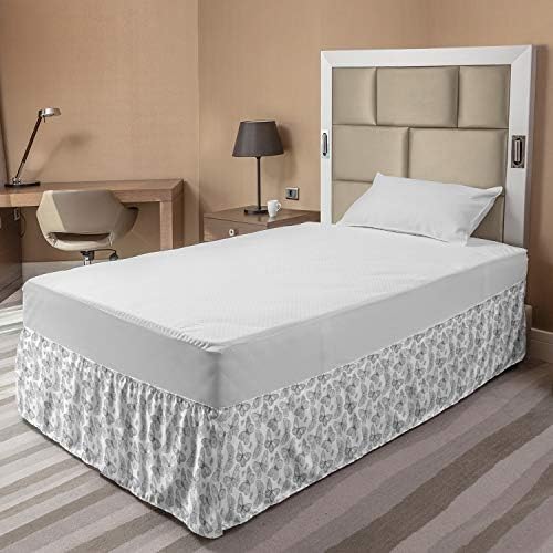 Ambesonne Animals Bedskirt with Butterflies and Flies Design TwinTwin XL Charcoal Grey
