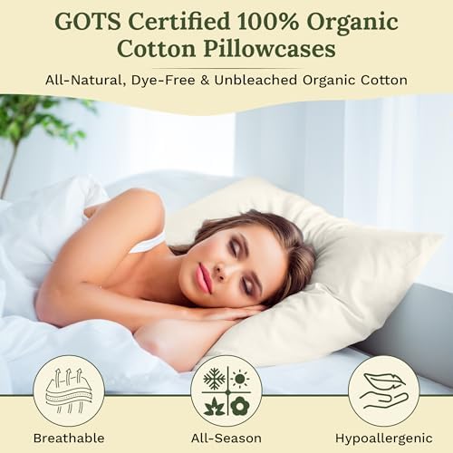 Organic Cotton Pillowcases Set of 2 - Off-White GOTS Certified