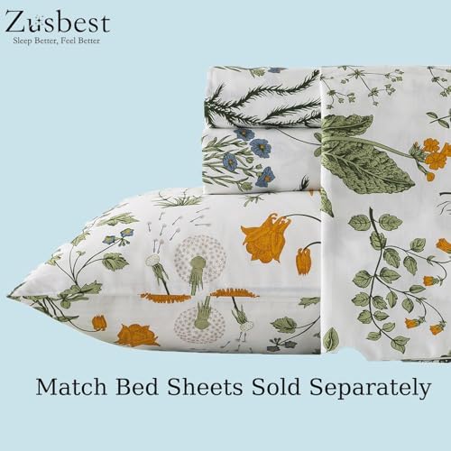 Zusbest 100 Cotton Floral Pillow Cases Set of 2 Reversible