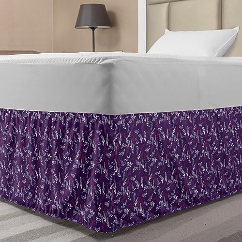 Ambesonne Leaf Bedskirt in Dark Magenta