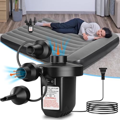 Electric Air Pump for Inflatables - 3 Nozzles 5Kpa Quick FillDeflate