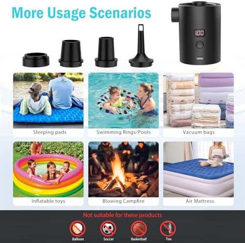 VUDIKEJ Mini Air Pump with LED Camping Light
