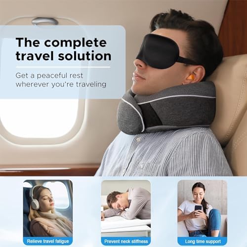 TALLGO Travel Neck Pillow with Eye Mask and Earplugs