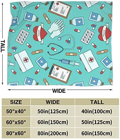 Nurse Medical Theme Blanket for Women - Ultra Plush Flannel Throw 50x40