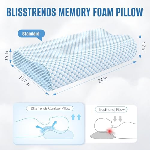 BlissTrends Cervical Pillow for Neck Support and Sleep Comfort Blue